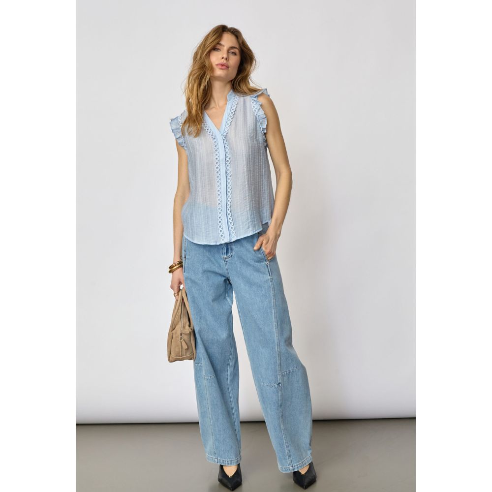 Co'Couture Lyseblå Reggie Frill Top