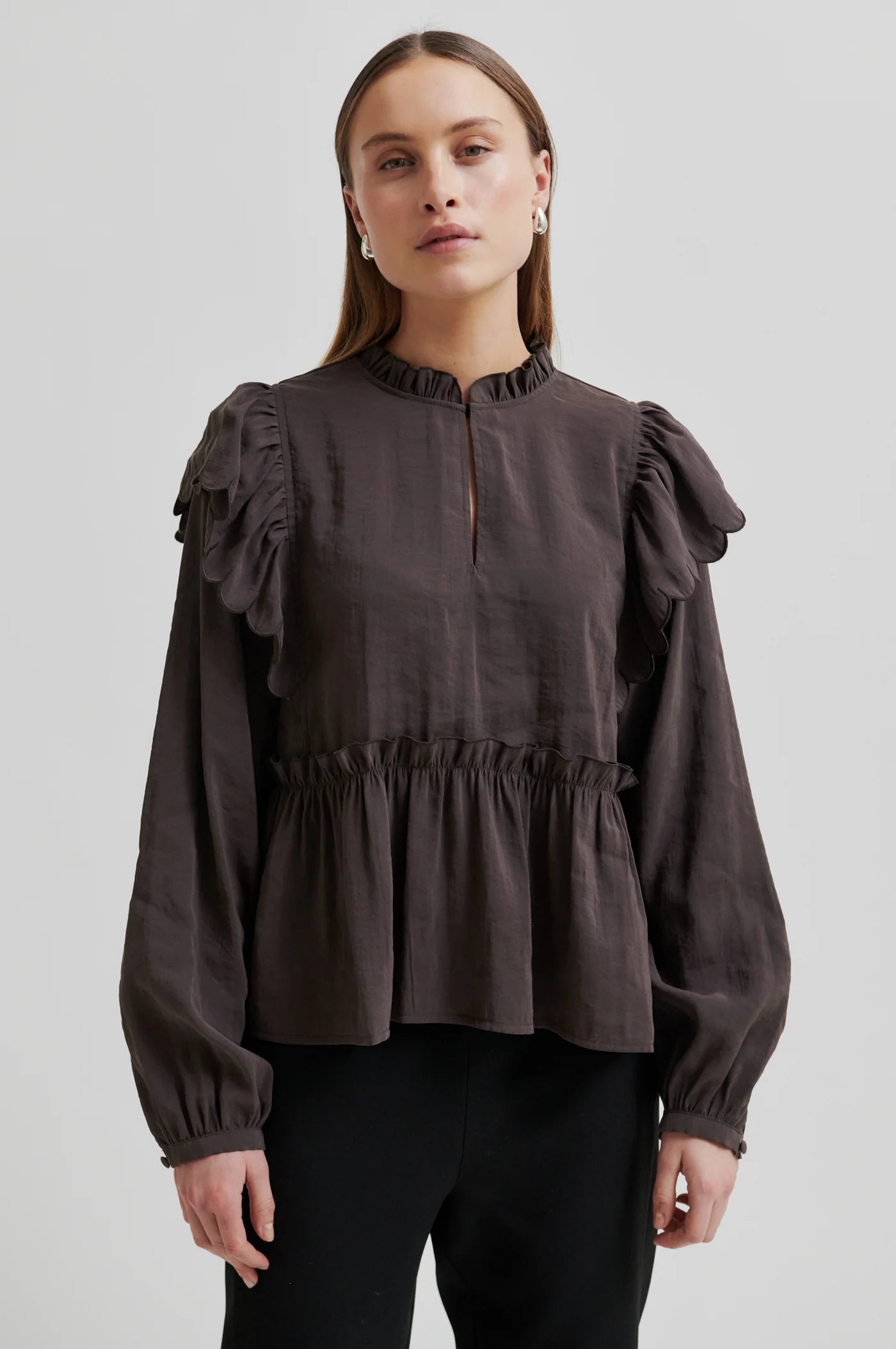 Second Female Brown Terra Frill Blouse