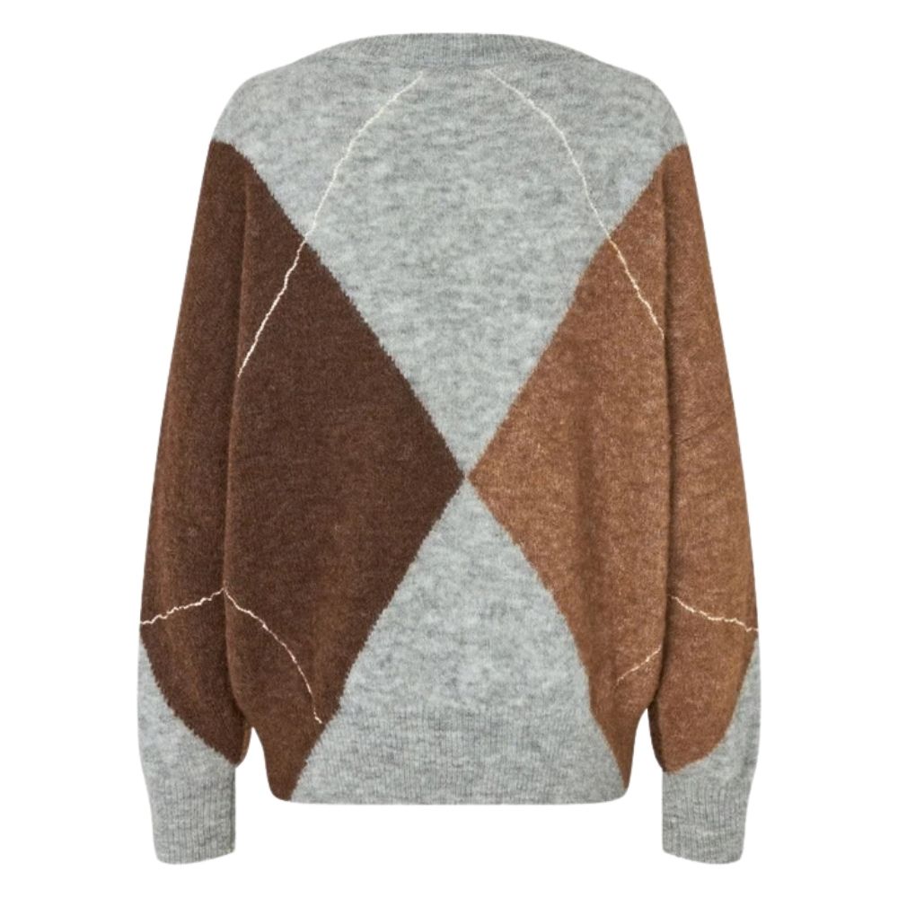 Second Female Grey Forca Knit V-Neckn Sweater