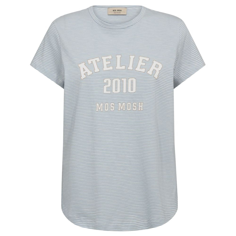 Mos Mosh L.Blå Camp Stripe Tee