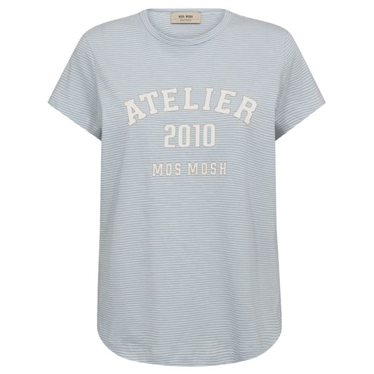 Mos Mosh L.Blå Camp Stripe Tee