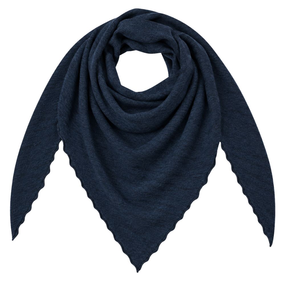 By Basics Blue Melange Shawl W Curling