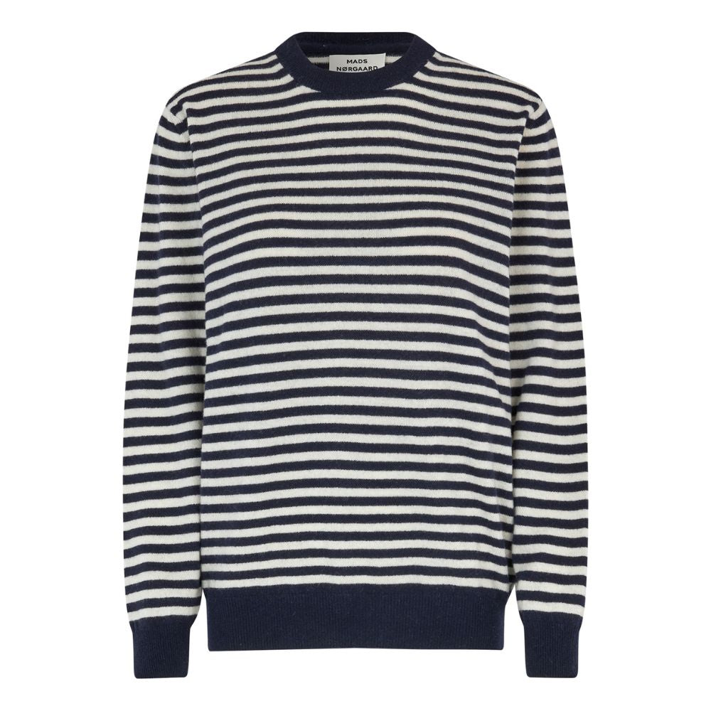 Mads Nørgaard Deep Well/Winter White Eco Wool Stripe Kasey Sweater