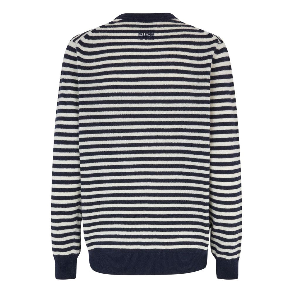 Mads Nørgaard Deep Well/Winter White Eco Wool Stripe Kasey Sweater