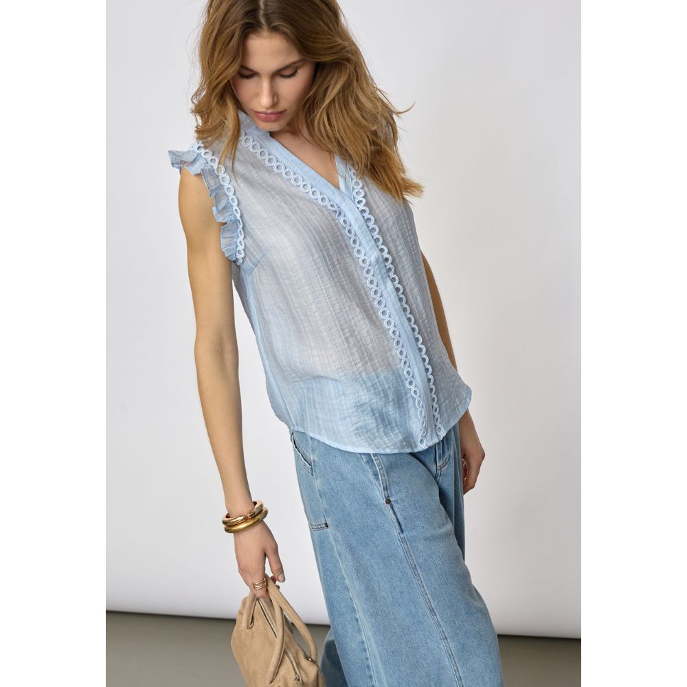 Co'Couture Lyseblå Reggie Frill Top