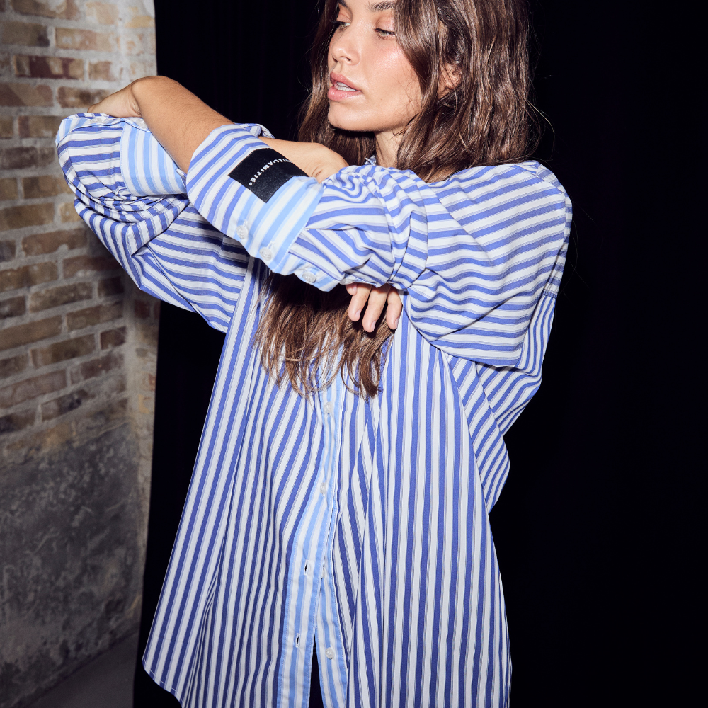 L'AMITIE Blå Lark Mix Stripe Shirt