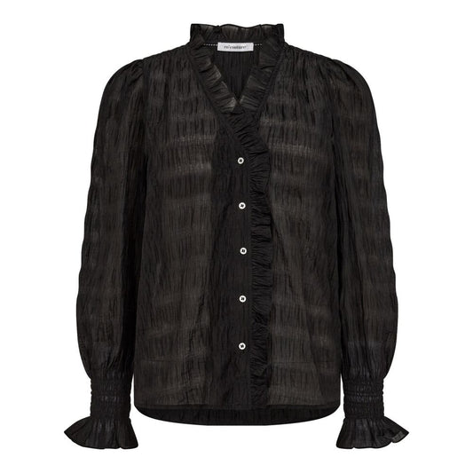 Co'Couture Black Structure Line Frill Shirt