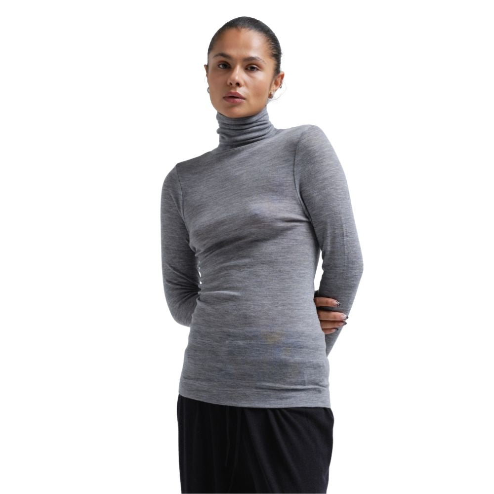 By Basics Grå melange Roll Neck