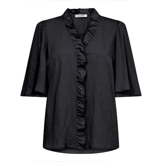 Co'Couture Black Sueda Frill Flow Shirt