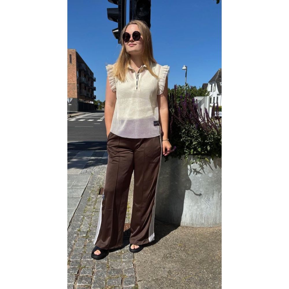 L´amitié Off-White Net Frill Polo Top