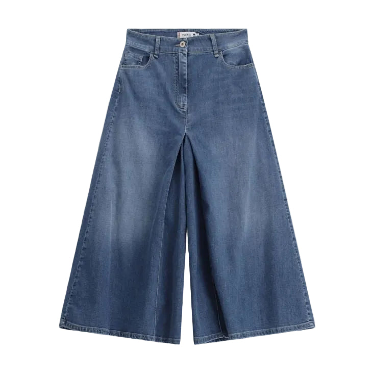 Please Denim Blue Buksenederdel