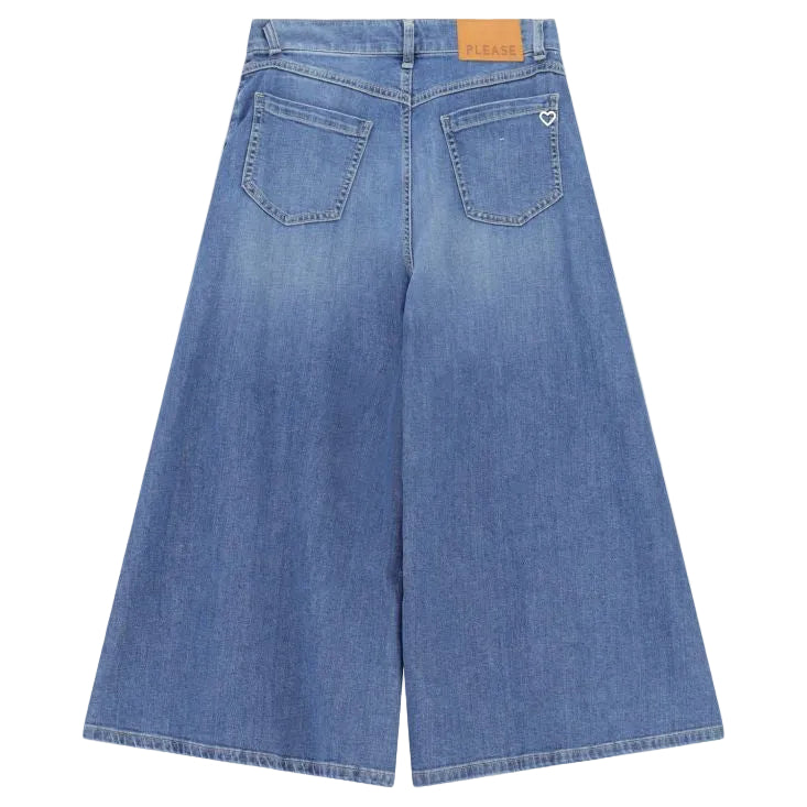 Please Denim Blue Buksenederdel