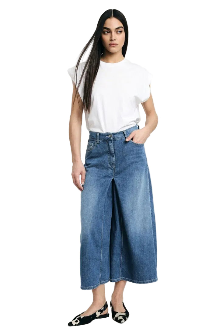 Please Denim Blue Buksenederdel