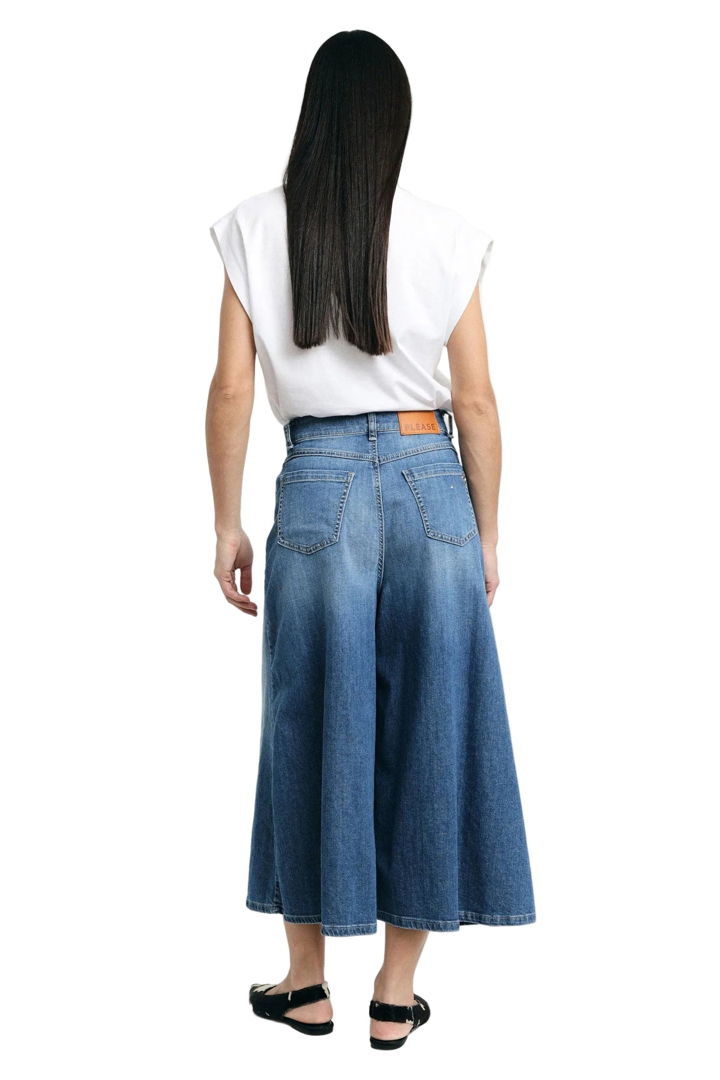 Please Denim Blue Buksenederdel