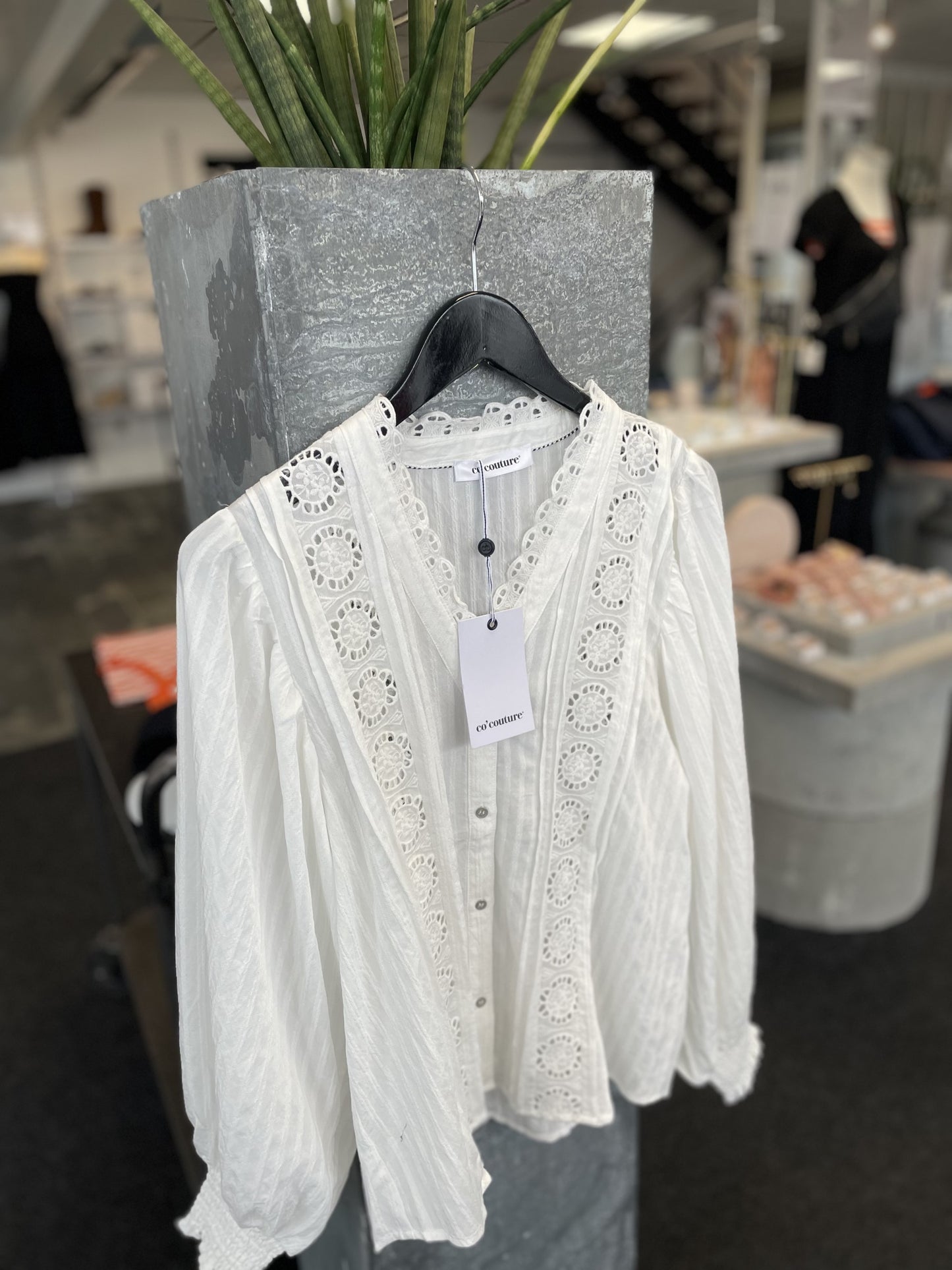 Co´Couture White Selma Anglaise V-Shirt