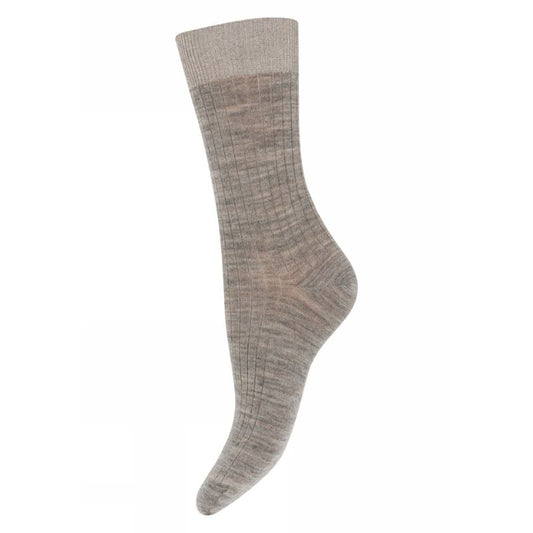MP Denmark Light Brown Erin Wool Rib Socks