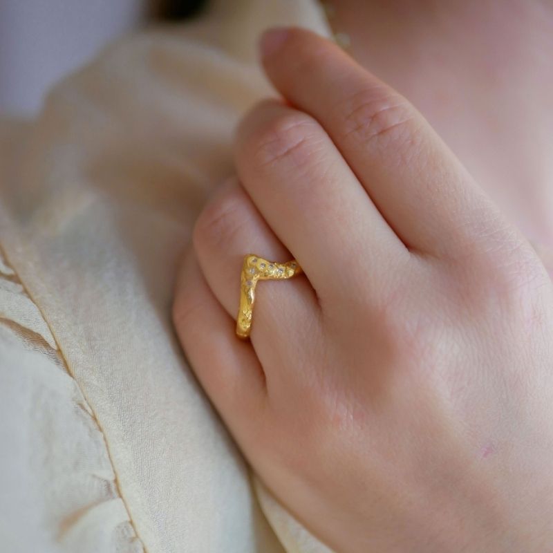 Enamel Lavender Wishbone Ring