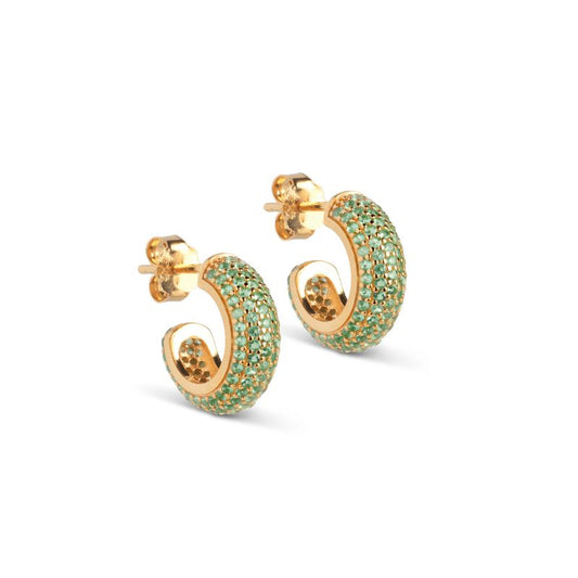 Enamel Green Mini Sparkling Luna Hoops