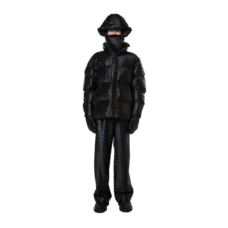 Rains Black Mono Boxy Puffer Jacket